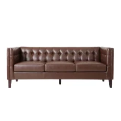 Pondway Contemporary Faux Leather Tufted 3 Seater Sofa - Christopher Knight Home -Living Furniture GUEST 65814a38 2198 4b9d aa1d 0f7f178db283
