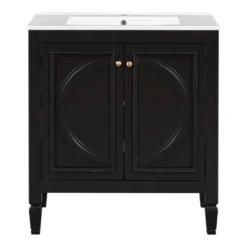30"W Vintage Bathroom Vanity With Sink, Bathroom Cabinet With Adjustable Shelf, Drawer, Door Shelves And Soft Closing Door-Christopher Knight Home 23 30"W Vintage Bathroom Vanity With Sink, Bathroom Cabinet With Adjustable Shelf, Drawer, Door Shelves And Soft Closing Door-Christopher Knight Home -Living Furniture GUEST 669d2fbc a3ba 47b7 a38b 945cc9ab359c
