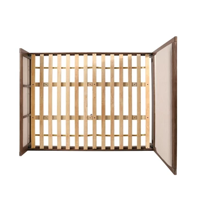 Christopher Knight Home Aura Acacia Wood Upholstered Bed Frame With Headboard And Footboard 6 Christopher Knight Home Aura Acacia Wood Upholstered Bed Frame With Headboard And Footboard - Image 6