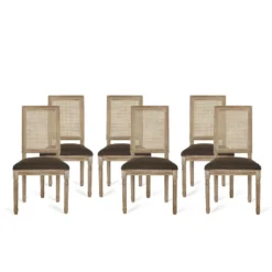 Christopher Knight Home Brownell French Country Wood And Cane Upholstered Dining Chairs (Set Of 6) -Living Furniture GUEST 67ff7aa9 87f5 4529 9aec d57d51c1f990