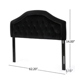 Contemporary Camelback Upholstered Headboard Full/Queen Size With Button Tufted Diamond Stitch & Nailhead Accents -Christopher Knight Home -Living Furniture GUEST 68226c36 9cd3 4cb7 857d 9851ed516dc1
