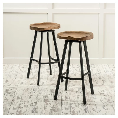 Set Of 2 Albia Swivel 31.5" Barstool - Natural/Black - Christopher Knight Home 1 Set Of 2 Albia Swivel 31.5" Barstool - Natural/Black - Christopher Knight Home
