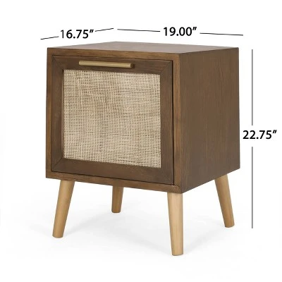 Hulett Contemporary End Table With Storage Walnut/Natural/Antique Gold - Christopher Knight Home 10 Hulett Contemporary End Table With Storage Walnut/Natural/Antique Gold - Christopher Knight Home - Image 10
