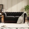 59"W Chesterfield Velvet Loveseat Sofa, Upholstered Sofa Couch With Rolled Arm Dutch And Tufted Button - Christopher Knight Home