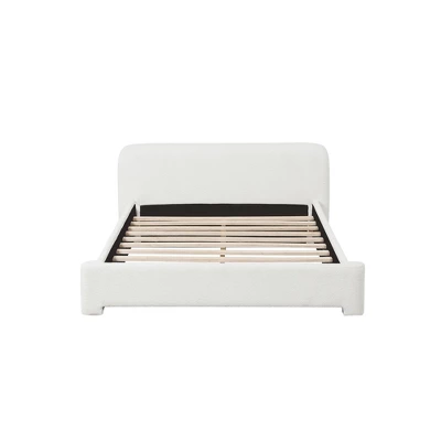 Christopher Knight Home Samson Modern Boucle Upholstered Wood Platform Bed With Headboard, White 5 Christopher Knight Home Samson Modern Boucle Upholstered Wood Platform Bed With Headboard, White - Image 5