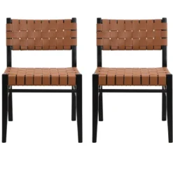 Christopher Knight Home Cassius Woven Faux Leather Rubberwood Dining Chair (Set Of 2) -Living Furniture GUEST 6a70d2a0 a4bb 4719 8e25 5444cb165929