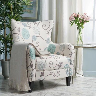 Arabella Club Chair White/Blue - Christopher Knight Home 1 Arabella Club Chair White/Blue - Christopher Knight Home