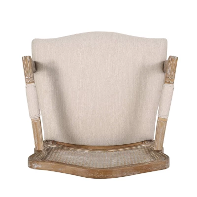 Set Of 2 Andrea French Country Wood And Cane Upholstered Dining Armchairs - Christopher Knight Home 5 Set Of 2 Andrea French Country Wood And Cane Upholstered Dining Armchairs - Christopher Knight Home - Image 5