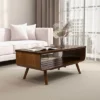 Christopher Knight Home Otto Solid Wood 44" W Coffee Table With Slatted Tabletop And Shelf