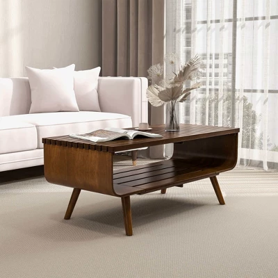 Christopher Knight Home Otto Solid Wood 44" W Coffee Table With Slatted Tabletop And Shelf 1 Christopher Knight Home Otto Solid Wood 44" W Coffee Table With Slatted Tabletop And Shelf