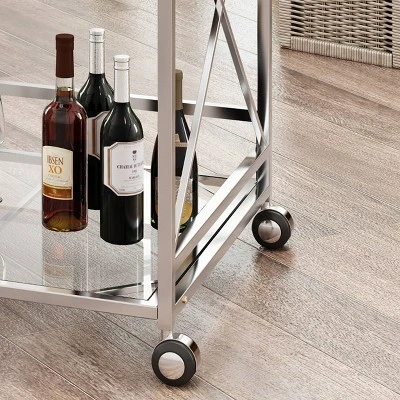 Ignatius Industrial Modern Bar Cart Silver - Christopher Knight Home 2 Ignatius Industrial Modern Bar Cart Silver - Christopher Knight Home - Image 2
