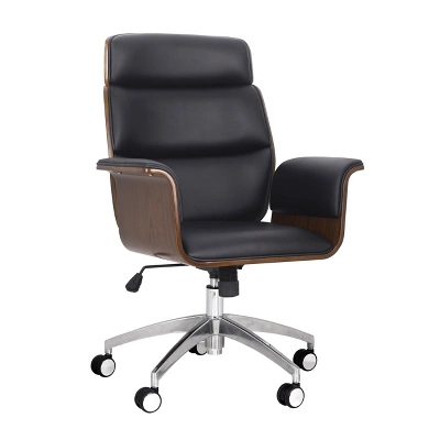 Cannonade Mid-Century Modern Swivel Office Chair Black/Walnut - Christopher Knight Home 2 Cannonade Mid-Century Modern Swivel Office Chair Black/Walnut - Christopher Knight Home - Image 2