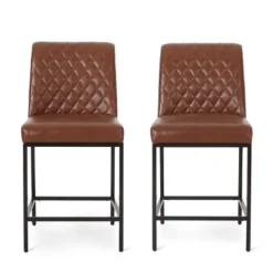 2pc Osgood Contemporary Diamond Stitch Counter Height Barstools - Christopher Knight Home -Living Furniture GUEST 6deee7bc 8ab1 46c4 bad5 6ae307691d2b