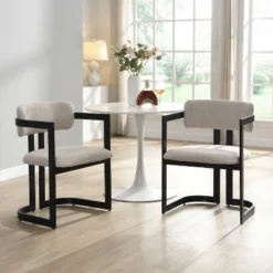 Christopher Knight Home Celica Modern Faux Wood Finish Upholstered Metal Dining Chairs (Set Of 2)