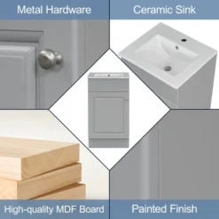 Christopher Knight Home Katniss Modern 18" Bathroom Vanity With Ceramic Sink And Adjustable Shelf -Living Furniture GUEST 6ed436ab 2451 453e b039 2a1ca5cd450f