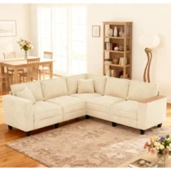 Christopher Knight Home Walter Modern 97''Corduroy L Shaped Sectional Sofa With Armrest Storage