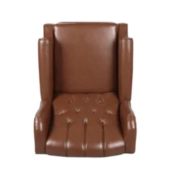 Walter Contemporary Tufted Recliner Cognac Brown/Dark Brown - Christopher Knight Home -Living Furniture GUEST 703f8399 b112 468f a4df 0f127672e50c