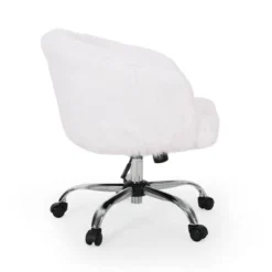 Syosset Modern Glam Swivel Office Chair White/Silver - Christopher Knight Home -Living Furniture GUEST 704629ed 6b18 4bfd 994d dfa89b5f135c