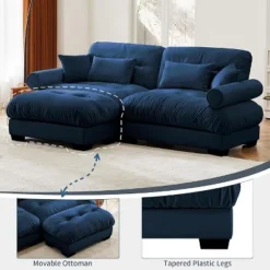 Christopher Knight Home Alger 93.7" Oversized Velvet L-Sectional Sofa With Ottoman -Living Furniture GUEST 71460ac8 48fe 403b 9ffc b5cef261413f
