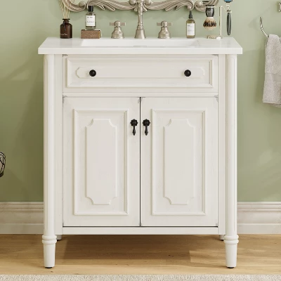 Christopher Knight Home Mualani 31" Vintage Bathroom Vanity With Ceramic Sink, 2 Doors And Adjustable Shelf 9 Christopher Knight Home Mualani 31" Vintage Bathroom Vanity With Ceramic Sink, 2 Doors And Adjustable Shelf - Image 9