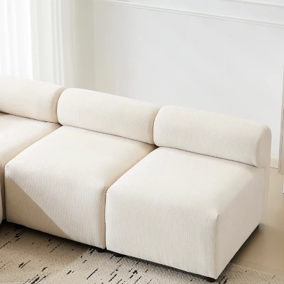 Christopher Knight Home Fermin 83" Modern 4 Piece Modular Sectional Sofa With Rround Back 5 Christopher Knight Home Fermin 83" Modern 4 Piece Modular Sectional Sofa With Rround Back - Image 5