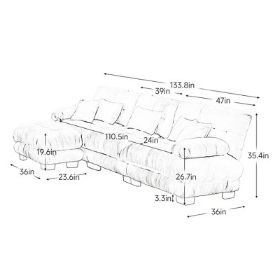 Christopher Knight Home Yale Modular Chenille Upholstery 133.8" Sectional Sofa 6 Christopher Knight Home Yale Modular Chenille Upholstery 133.8" Sectional Sofa - Image 6