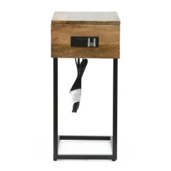 Oceola Modern Industrial Handcrafted Mango Wood C Shaped Side Table With Charging Port Natural/Black - Christopher Knight Home 12 Oceola Modern Industrial Handcrafted Mango Wood C Shaped Side Table With Charging Port Natural/Black - Christopher Knight Home -Living Furniture GUEST 7942104c 479a 4acc b804 da676b9fae50