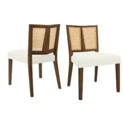 Christopher Knight Home Hassan Rubberwood Upholstered Dining Chairs With Cane Webbing(Set Of 2) -Living Furniture GUEST 7a98ac38 6fae 430e a888 6ca215945b21