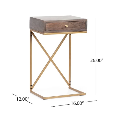 Bucyrus Rustic Glam Handcrafted Acacia Wood C Shaped Side Table Dark Brown/Gold - Christopher Knight Home 10 Bucyrus Rustic Glam Handcrafted Acacia Wood C Shaped Side Table Dark Brown/Gold - Christopher Knight Home - Image 10