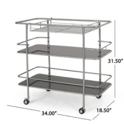 Bridger Modern 3 Tier Bar Cart With Glass Shelving Silver/Black - Christopher Knight Home 13 Bridger Modern 3 Tier Bar Cart With Glass Shelving Silver/Black - Christopher Knight Home -Living Furniture GUEST 7c77e0ad c807 433c aadd a88b08910825