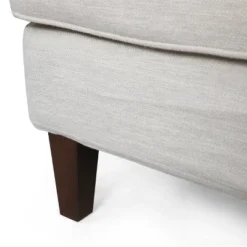 Fairburn Contemporary Pillow Back 3 Seater Sofa Beige/Espresso - Christopher Knight Home -Living Furniture GUEST 7c841052 715a 4314 86f3 cede25a5d435