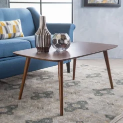Christopher Knight Home Cilla Coffee Table Walnut: Modern Rectangle Design, Rubberwood & MDF, Assembly Tools Provided