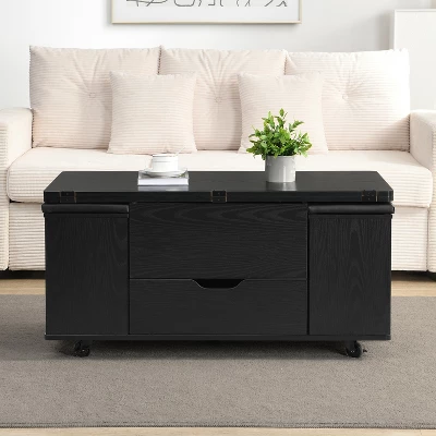 Christopher Knight Home Olia Modern Multi-Functional Lift-Top Coffee Table With Hidden Storage, 4 Stools And Lockable Wheels 11 Christopher Knight Home Olia Modern Multi-Functional Lift-Top Coffee Table With Hidden Storage, 4 Stools And Lockable Wheels - Image 11