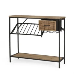 Boster Boho Industrial 8 Bottle Wine Rack Console Table With Storage Natural/Black - Christopher Knight Home 13 Boster Boho Industrial 8 Bottle Wine Rack Console Table With Storage Natural/Black - Christopher Knight Home -Living Furniture GUEST 7d84e1f0 712a 48e2 9756 b281cb51fe61