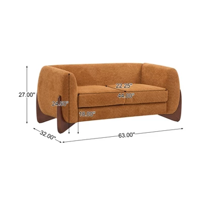 Christopher Knight Home Emma 2 Pieces Living Room Boucle Upholstered Sofa Set, Caramel 3 Christopher Knight Home Emma 2 Pieces Living Room Boucle Upholstered Sofa Set, Caramel - Image 3