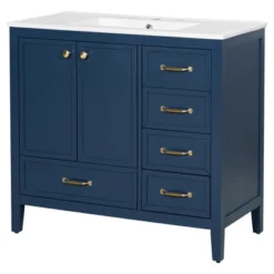 Christopher Knight Home Bathroom Vanity With Ceramic Sink, Bathroom Cabinet With Soft-Closing Door, Drawers Of Different Sizes, Solid Wood Frame & Leg -Living Furniture GUEST 7e59d1fa ceb0 489c 966e 56498779d8c9