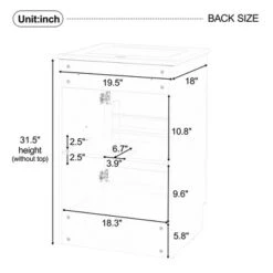 20"W Bathroom Vanity With Ceramic Sink, Bathroom Cabinet With Storage Rack, Adjustable Shelf And Soft Closing Door-Christopher Knight Home -Living Furniture GUEST 7e74f389 ebda 4fed 9794 aa427d95b04f