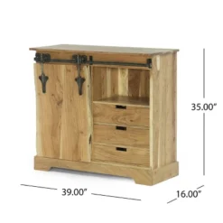 Laymon Modern Industrial Handcrafted Acacia Wood Live Edge Sideboard With Sliding Door Natural/Black - Christopher Knight Home -Living Furniture GUEST 7ed5f3cb 2021 4c88 af5f b580b2c5c5f8