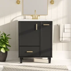 Christopher Knight Home Able 24" Bathroom Vanity With Ceramic Sink, 2-Tier Pull-Out Basket And Deep Drawer -Living Furniture GUEST 7f334cdc 6bc2 4e06 b539 d992beac5dbe