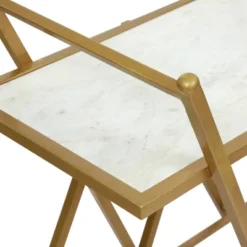 Chaves Handcrafted Modern Glam Marble Bar Cart Gold/White - Christopher Knight Home -Living Furniture GUEST 7fab0408 3f57 4b52 b7e4 ff940d5febe2