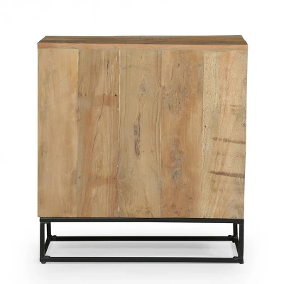 Burdine Handcrafted Boho Wood 3 Drawer Cabinet Natural/Black - Christopher Knight Home 7 Burdine Handcrafted Boho Wood 3 Drawer Cabinet Natural/Black - Christopher Knight Home - Image 7