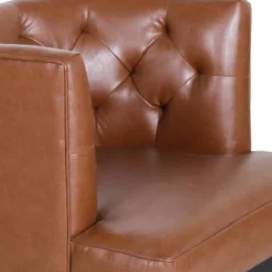 Clough Contemporary Faux Leather Tufted Accent Chair Cognac Brown/Dark Brown - Christopher Knight Home -Living Furniture GUEST 806f9450 72f4 415e b36e 5df49680265d