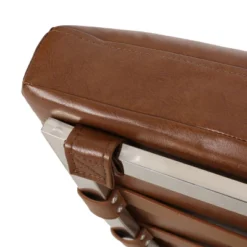 Pearsall Modern Channel Stitch Chaise Lounge Cognac Brown/Silver - Christopher Knight Home -Living Furniture GUEST 8073ee6f 77bb 460b b4be b438c6e71570