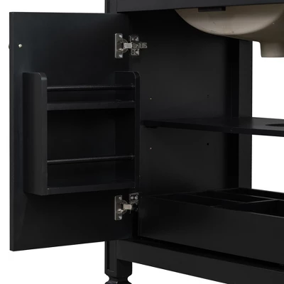 30"W Vintage Bathroom Vanity With Sink, Bathroom Cabinet With Adjustable Shelf, Drawer, Door Shelves And Soft Closing Door-Christopher Knight Home 12 30"W Vintage Bathroom Vanity With Sink, Bathroom Cabinet With Adjustable Shelf, Drawer, Door Shelves And Soft Closing Door-Christopher Knight Home - Image 12