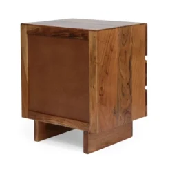 Terrell Handcrafted Boho Acacia Wood 3 Drawer Nightstand Dark Natural - Christopher Knight Home -Living Furniture GUEST 814597ff 294d 4d7d 9e88 5b09c9342ee2