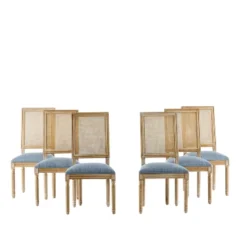 Christopher Knight Home Brownell French Country Wood And Cane Upholstered Dining Chairs (Set Of 6) -Living Furniture GUEST 8179406f 41d2 4e19 ae14 0cf9fa71e6c6