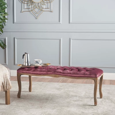 Tassia New Velvet Tufted Bench - Blush - Christopher Knight Home 1 Tassia New Velvet Tufted Bench - Blush - Christopher Knight Home