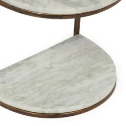 33.5" Bainville Modern Glam Handcrafted Marble Half Round Etagere Bookcase Natural White/Antique Brass - Christopher Knight Home -Living Furniture GUEST 81ab22e6 eb7f 4b88 9722 a7abae7555a6
