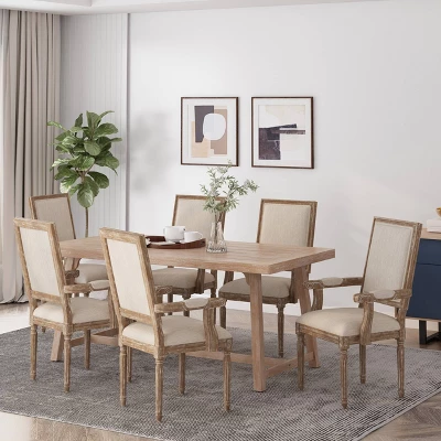 Set Of 6 Maria French Country Wood Upholstered Dining Chairs - Christopher Knight Home 11 Set Of 6 Maria French Country Wood Upholstered Dining Chairs - Christopher Knight Home - Image 11