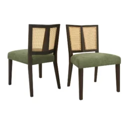 Christopher Knight Home Hassan Rubberwood Upholstered Dining Chairs With Cane Webbing(Set Of 2) -Living Furniture GUEST 82743b57 a0a6 4542 aa5b 7892c57e2566